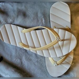 Tory Burch White and Yellow Sandals